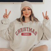 Lofaris Christmas Vibes Personalized Sweatshirt Custom Name Matching Family Holiday Pullover Cozy Couple Friends Gift